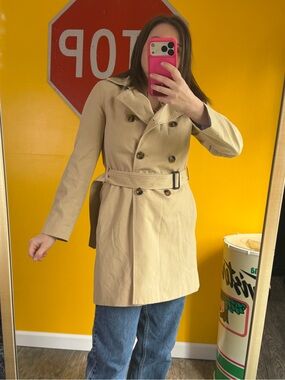 J Crew  Trench Coat in Light Khaki size 2 blue lining